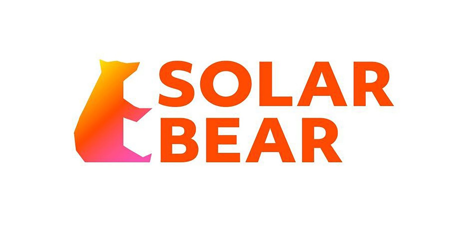 A bear on the left in a gradient of orange to pink with the text 'Solar Bear' on the right