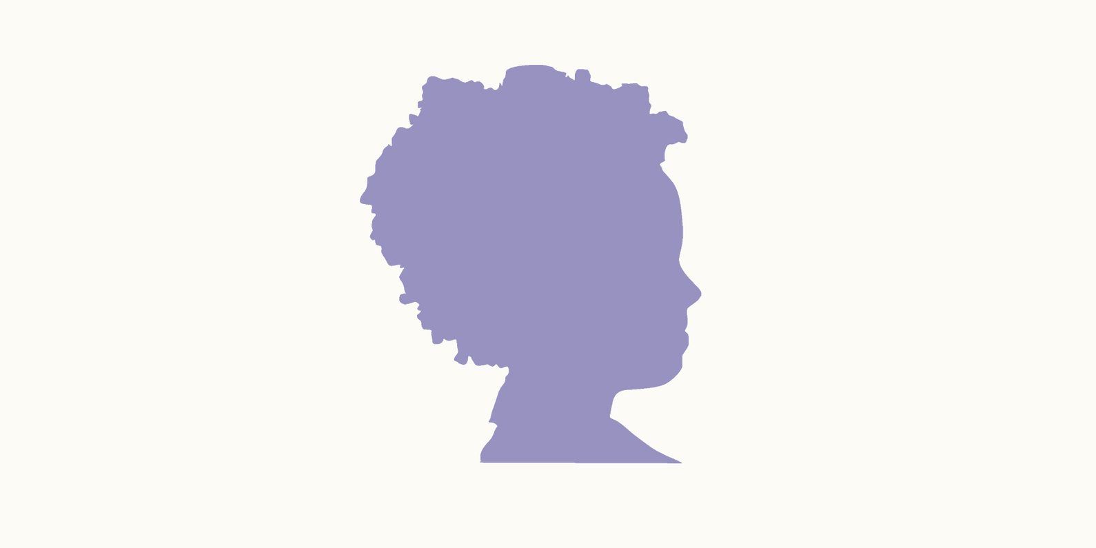 A silhouette of a person looking right in a purple colour