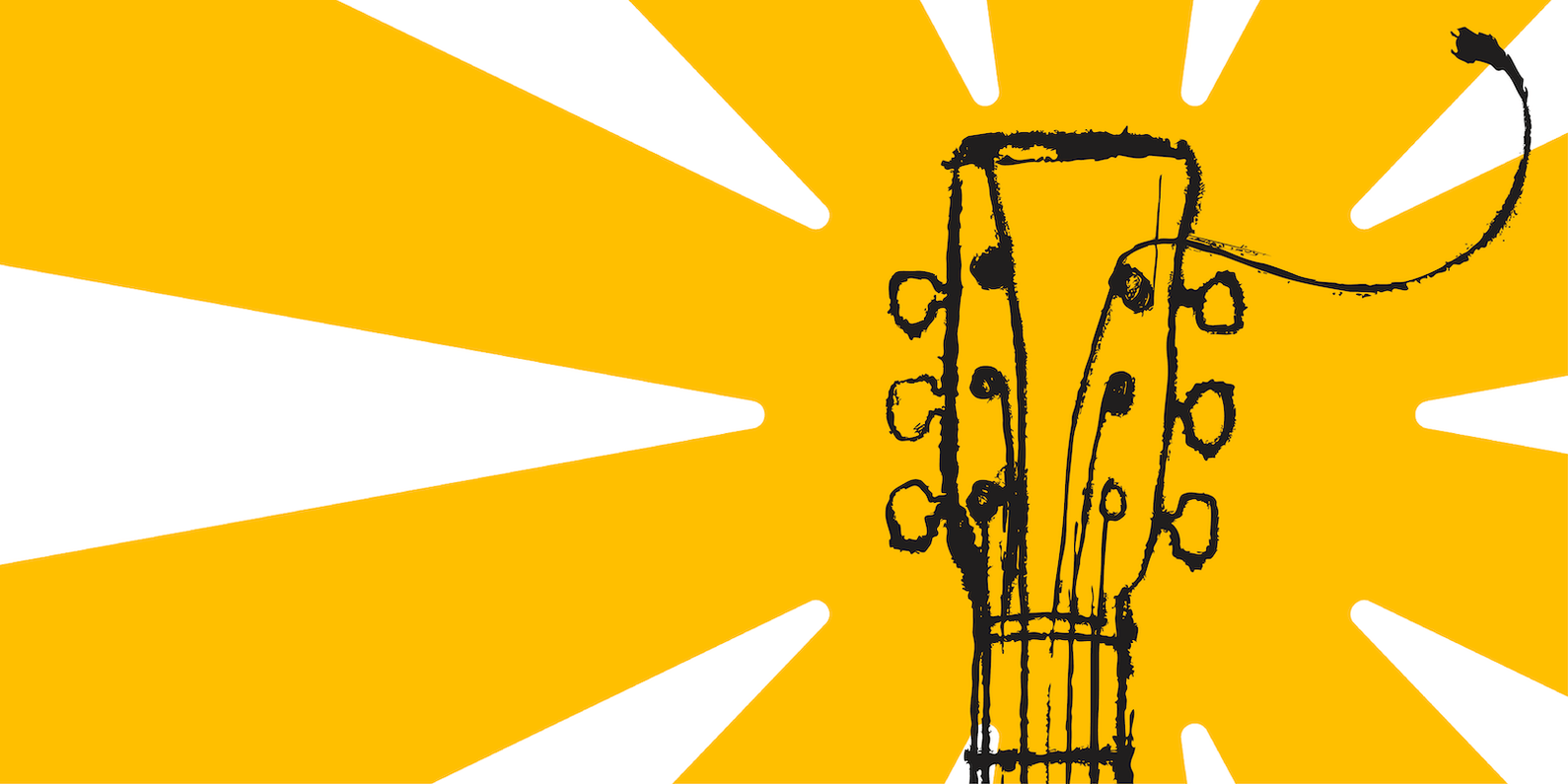 Illustration of guitar on a yellow sunburst